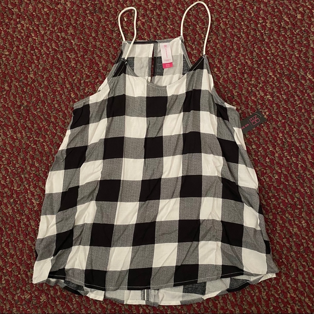 Black/White Plaid Spaghetti Strap Shirt